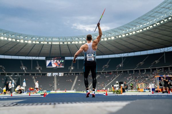 Andreas Hofmann (MTG Mannheim) beim Speerwurf waehrend der deutschen Leichtathletik-Meisterschaften im Olympiastadion am 25.06.2022 in Berlin